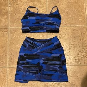 Alphalete surface limitless bra + power short blue small bundle
